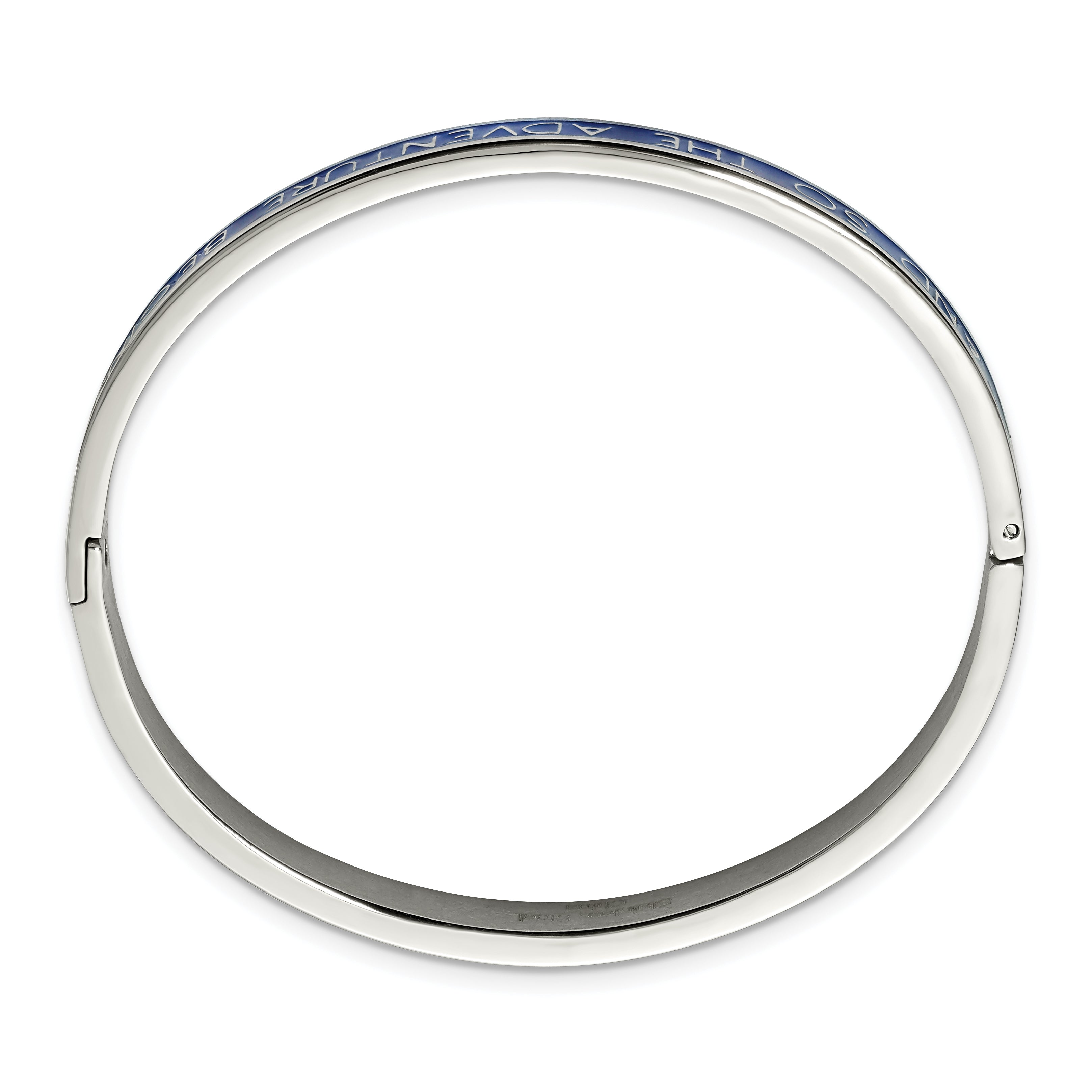 Stainless Steel Polished Blue Enamel ADVENTURE BEGINS 6mm Bangle Secondary image