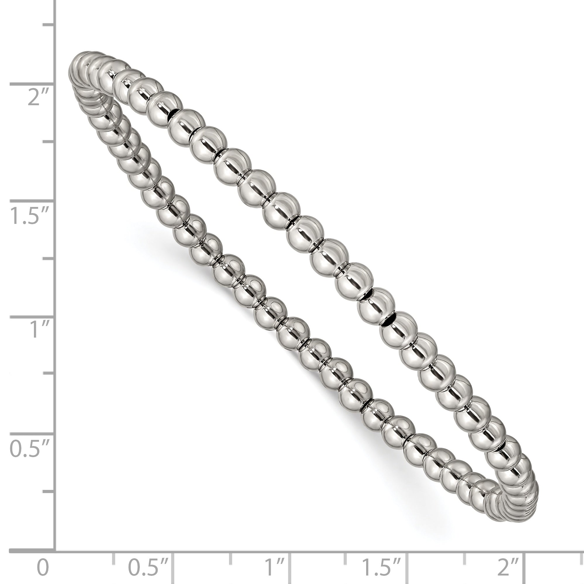 Chisel Stainless Steel Polished 4mm Beaded Stretch Bracelet - 7.25