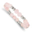 Chisel Stainless Steel Polished 6-8mm Pink Quartz Beaded Stretch Bracelet