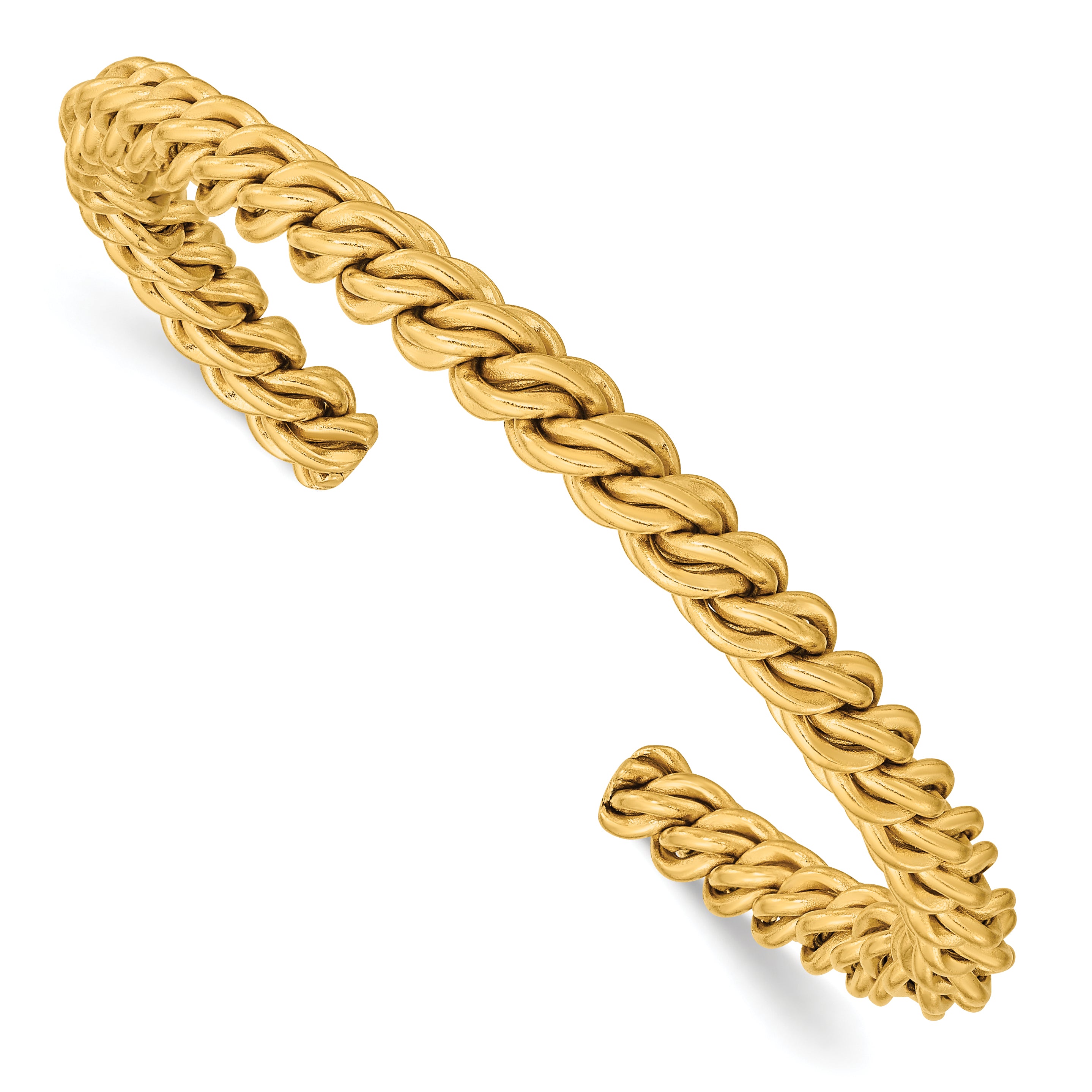 Chisel Stainless Steel Polished Yellow IP-plated Twisted 6mm Cuff Bangle Main image