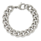 Chisel Stainless Steel Polished and Textured 14.5mm 8 inch Curb Bracelet