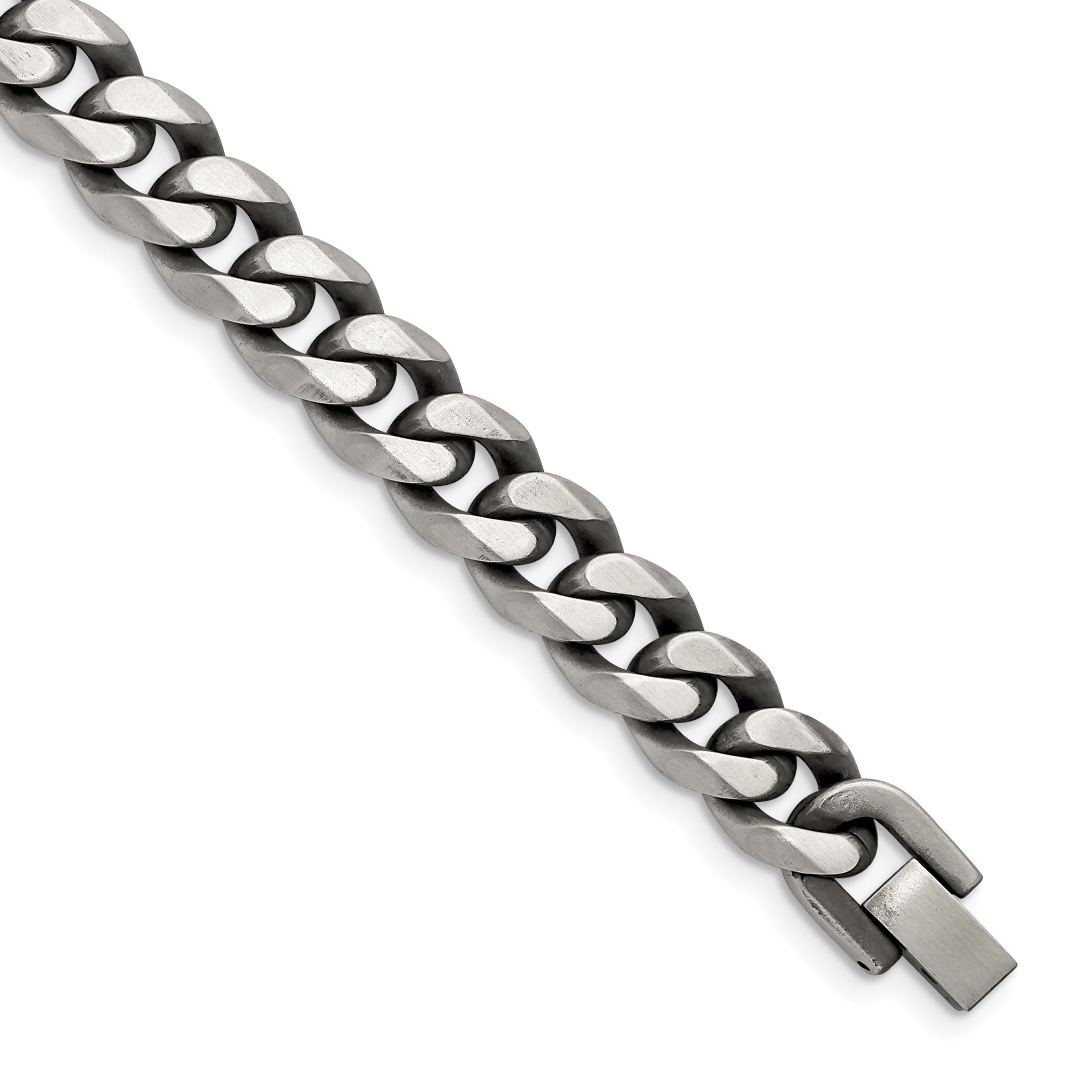 Chisel Stainless Steel Antiqued and Brushed 10.5mm 8.5 inch Curb Bracelet Main image