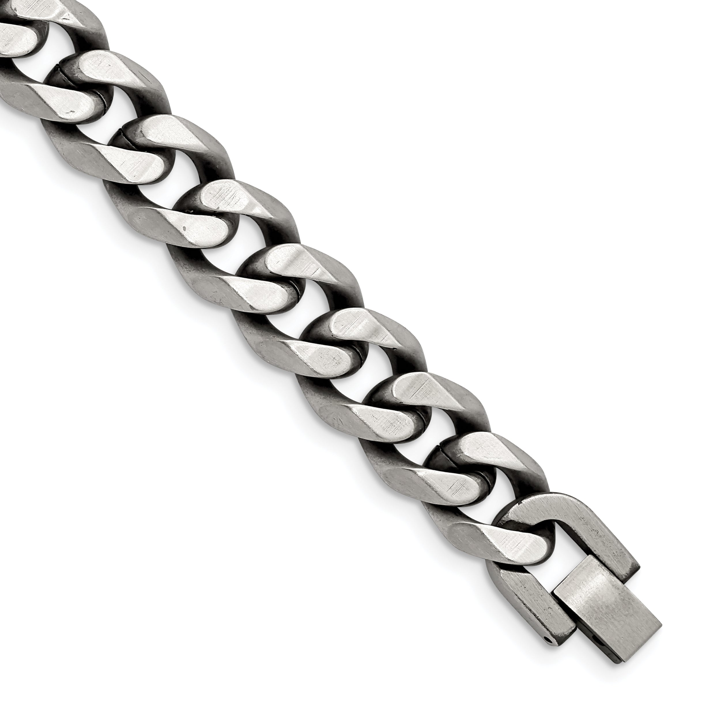 Chisel Stainless Steel Antiqued and Brushed 13mm 8.5 inch Curb Bracelet Main image