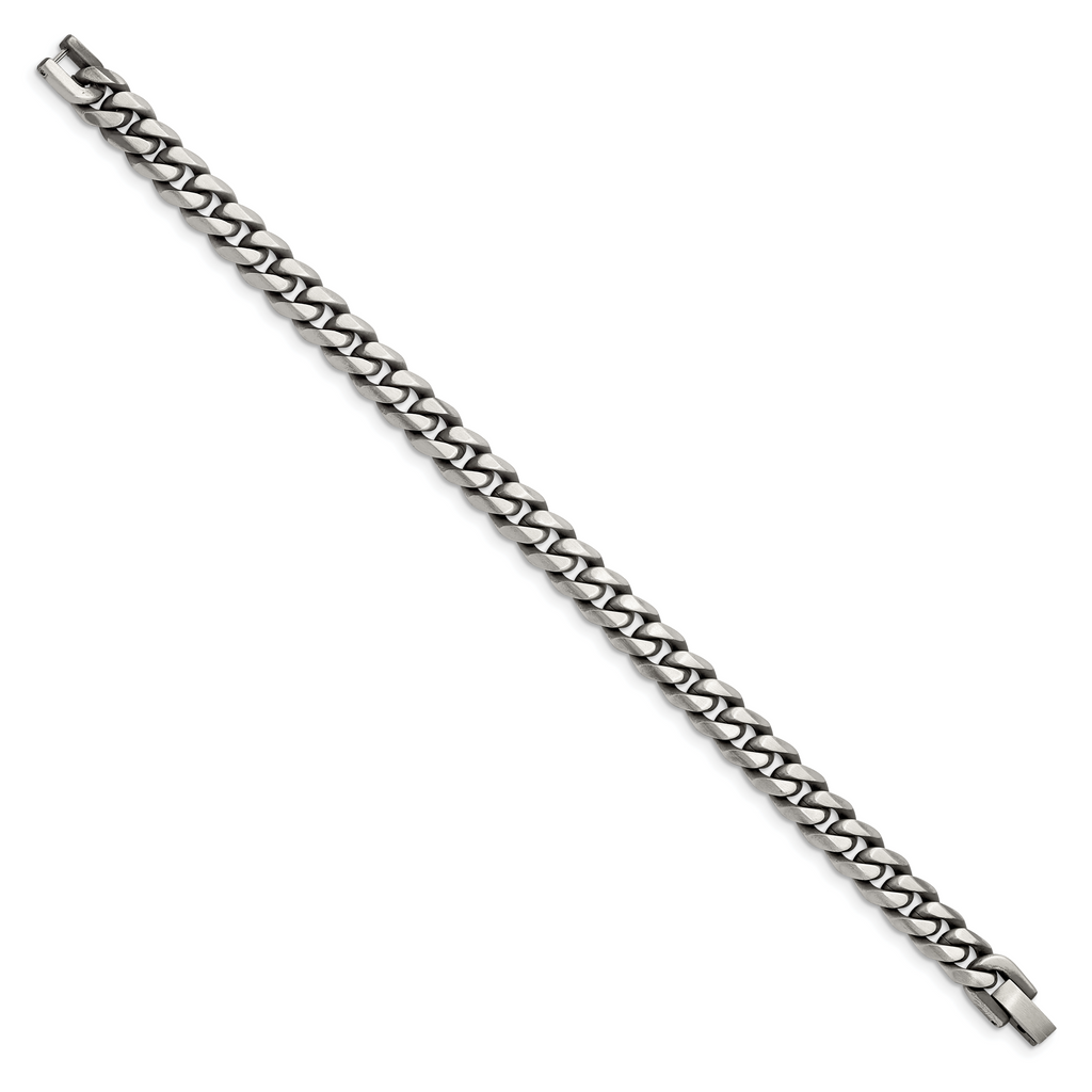 Chisel Stainless Steel Antiqued and Brushed 9mm 8.25 inch Curb Bracelet