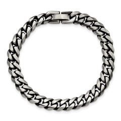 Chisel Stainless Steel Antiqued and Brushed 9mm 8.25 inch Curb Bracelet