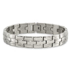 Brushed & Polished Link Bracelet in Stainless Steel, 12mm