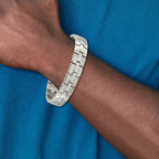 Brushed & Polished Link Bracelet in Stainless Steel, 12mm