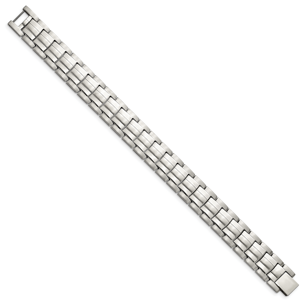 Brushed & Polished Link Bracelet in Stainless Steel