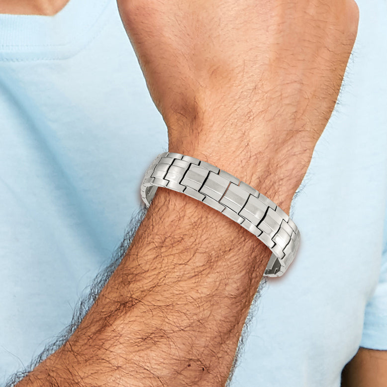 Brushed & Polished Link Bracelet in Stainless Steel