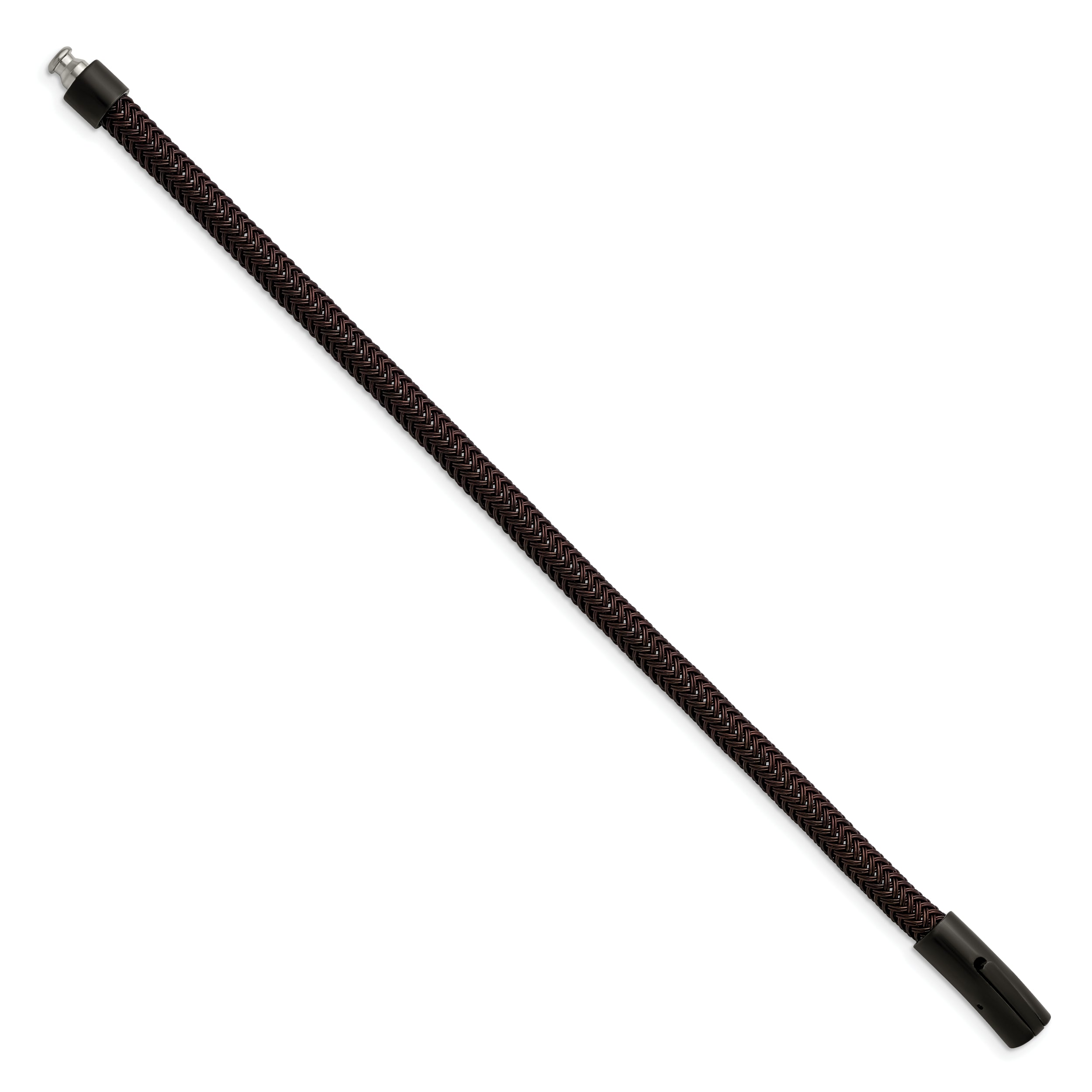 Chisel Stainless Steel Brushed and Polished Black and Brown Wire 8.25 inch Bracelet