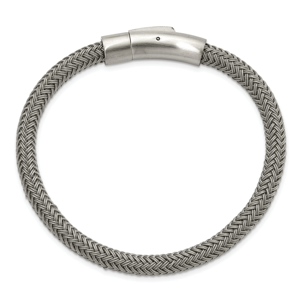 Chisel Stainless Steel Brushed and Polished Wire 8.25 inch Bracelet