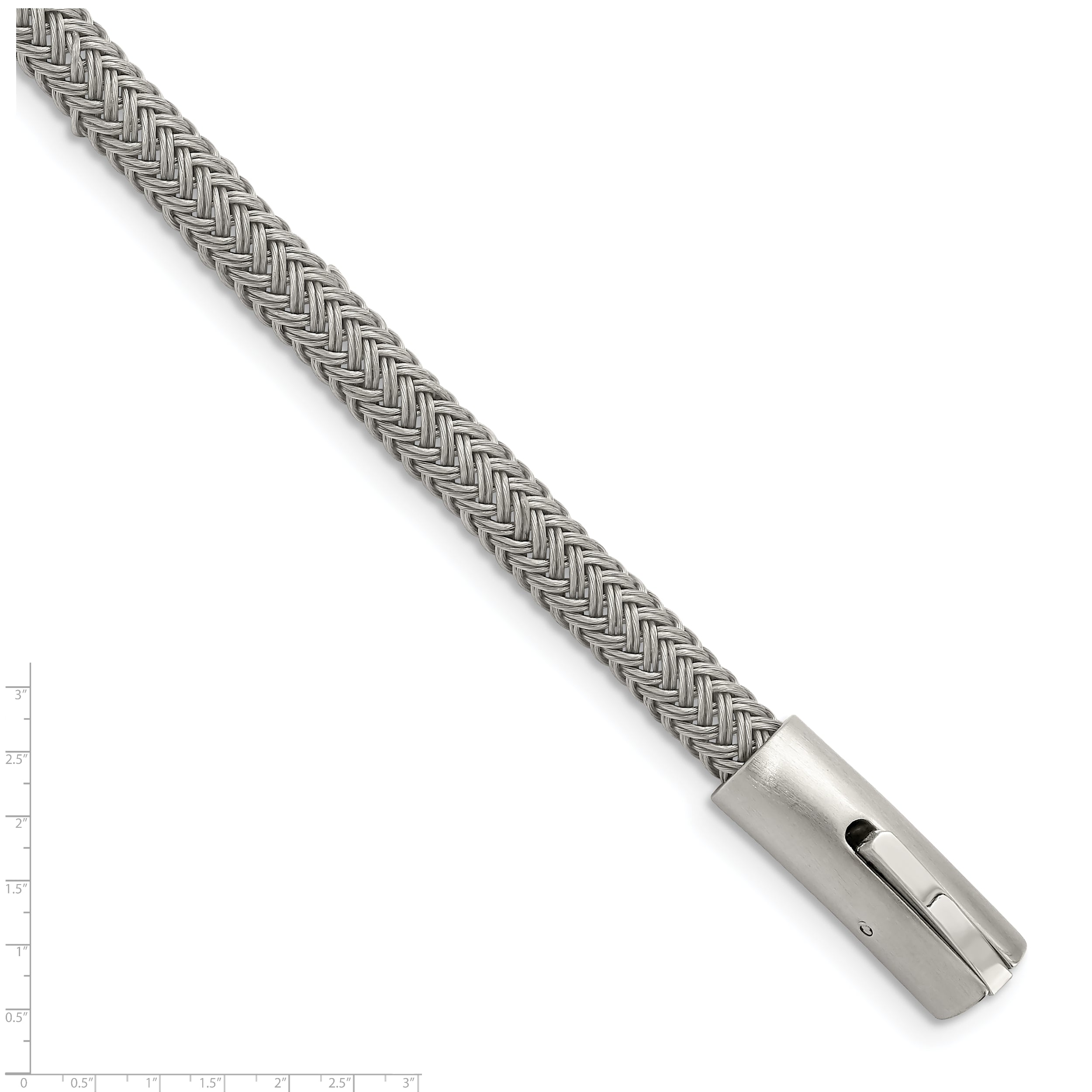 Chisel Stainless Steel Brushed and Polished Wire 8.25 inch Bracelet