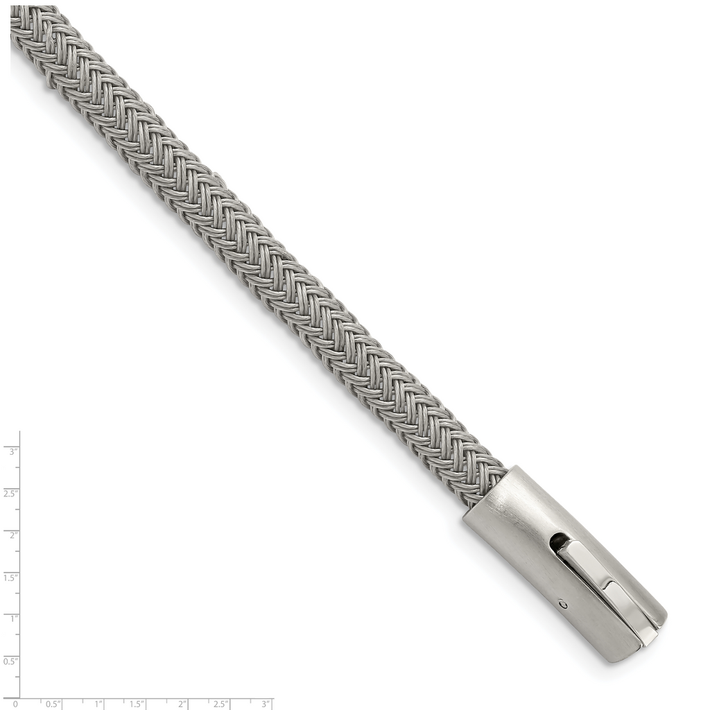 Chisel Stainless Steel Brushed and Polished Wire 8.25 inch Bracelet