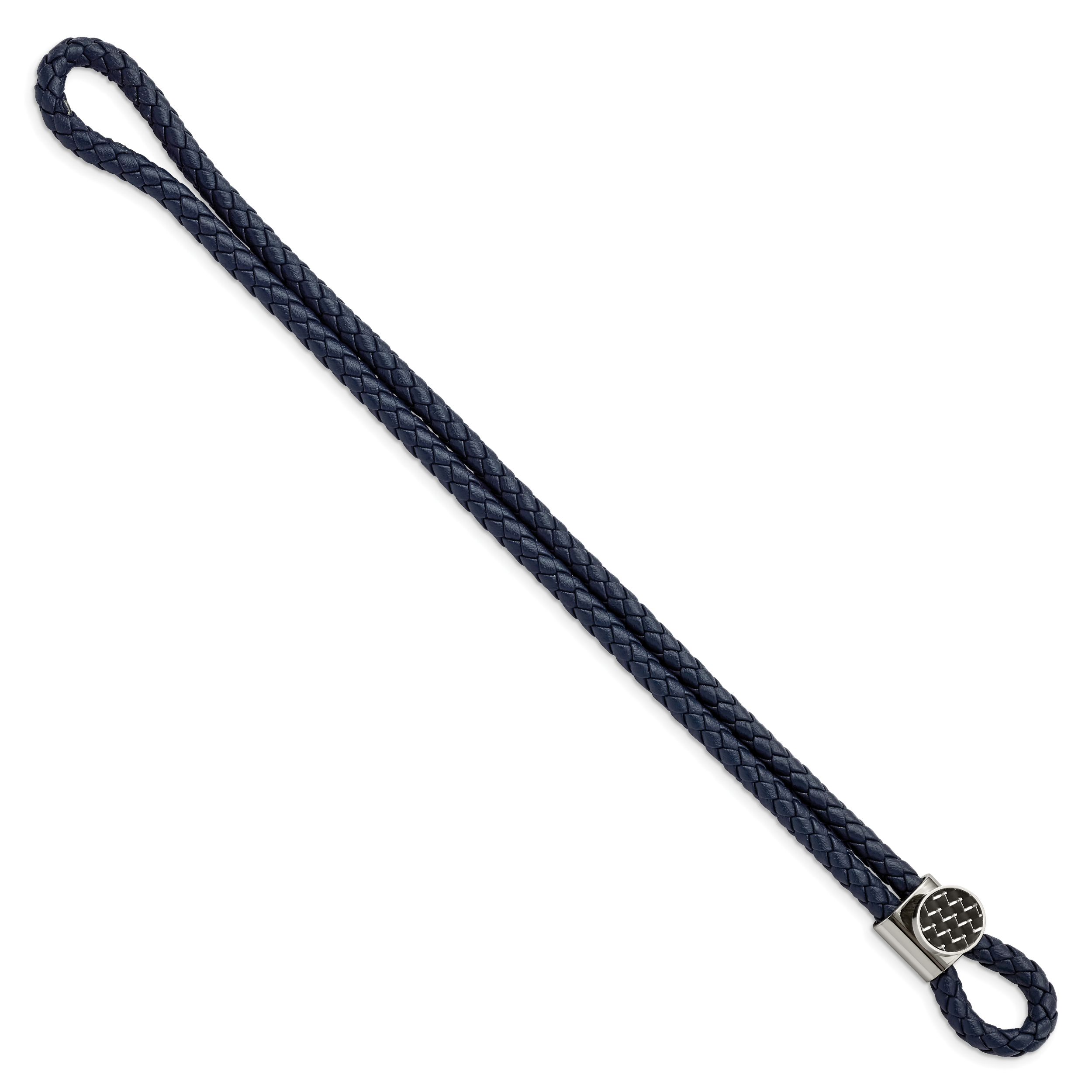 Carbon Fiber & Braided Leather Bracelet in Stainless Steel