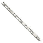 Brushed & Polished Cross Link Bracelet in Stainless Steel