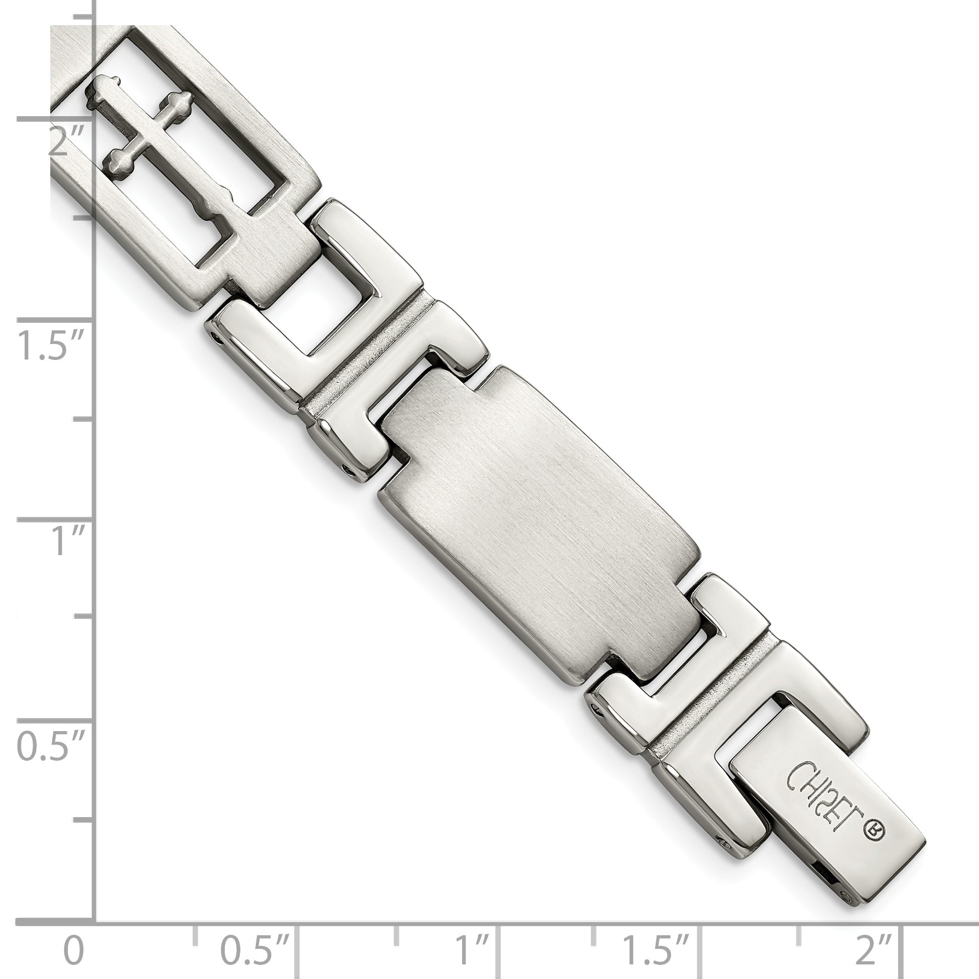 Brushed & Polished Cross Link Bracelet in Stainless Steel