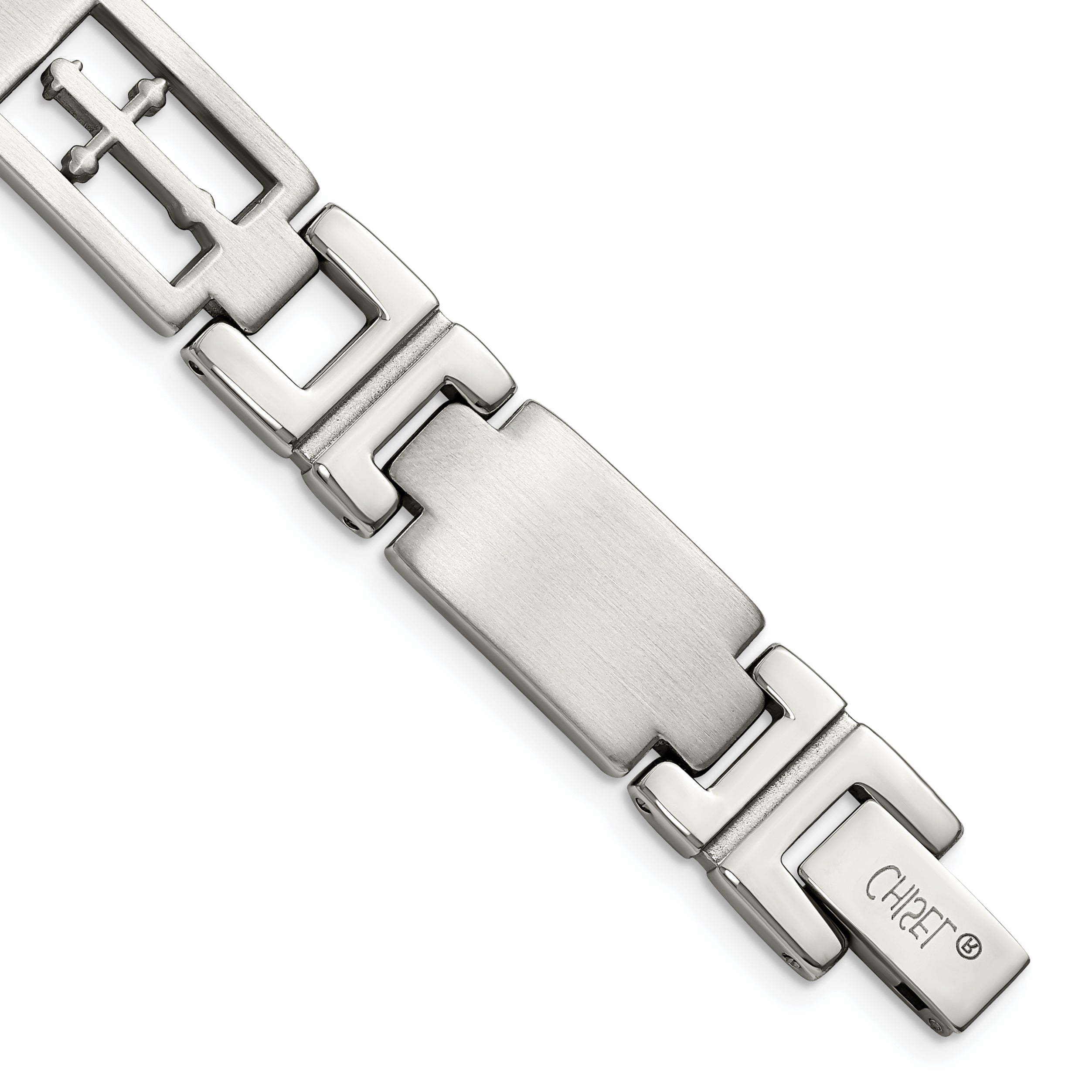 Chisel Stainless Steel Brushed and Polished Cross 8.25 inch Link Bracelet Main image