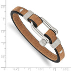 Black & Tan Leather Bracelet in Stainless Steel