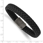 Antiqued Braided Leather Bracelet in Stainless Steel