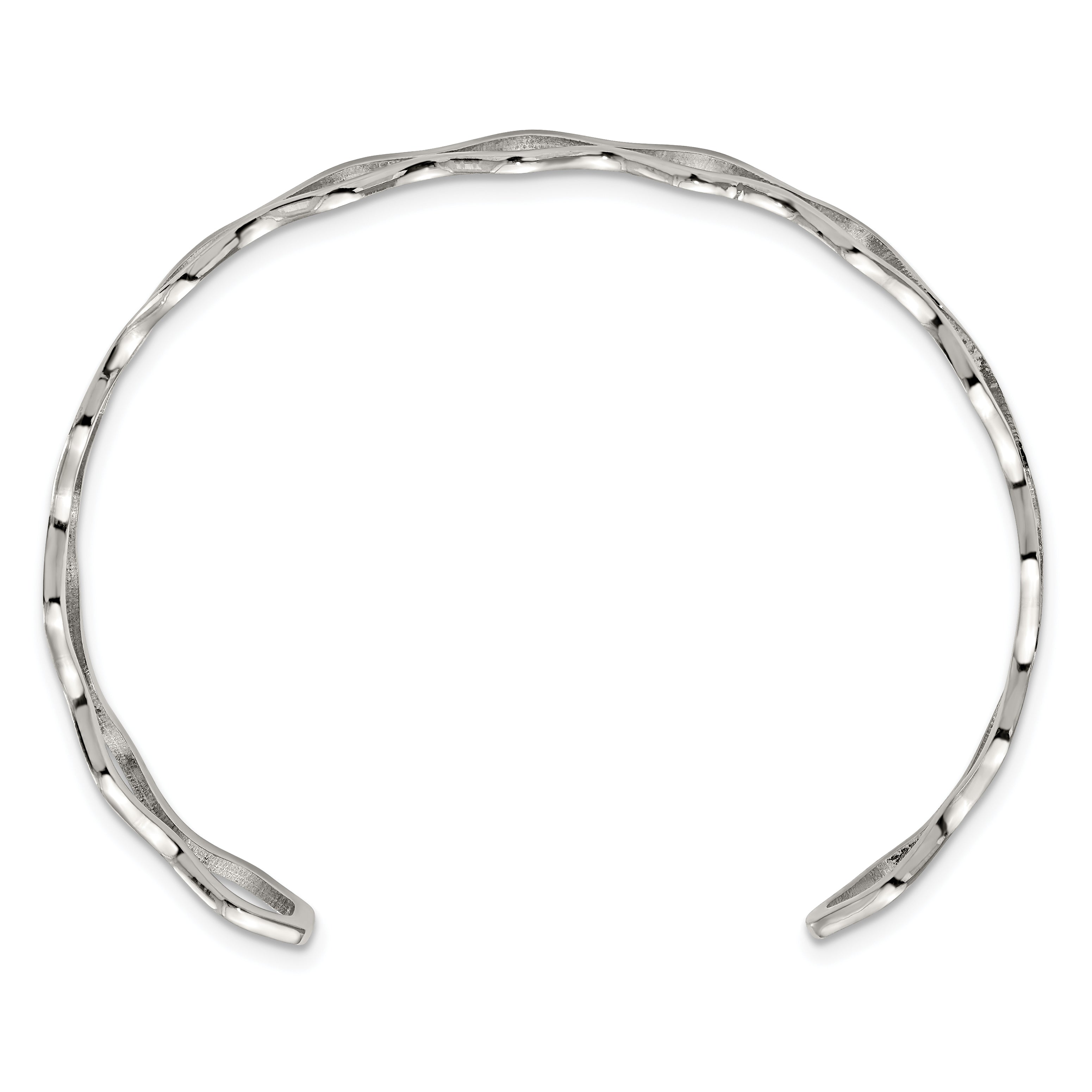 Chisel Stainless Steel Polished Wavy Cuff Bangle