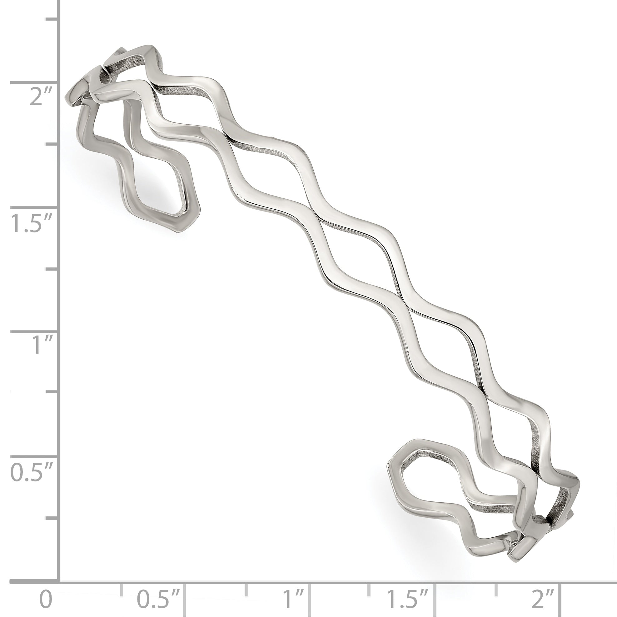 Chisel Stainless Steel Polished Wavy Cuff Bangle