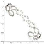 Chisel Stainless Steel Polished Wavy Cuff Bangle