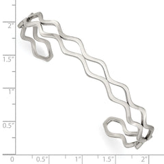 Chisel Stainless Steel Polished Wavy Cuff Bangle