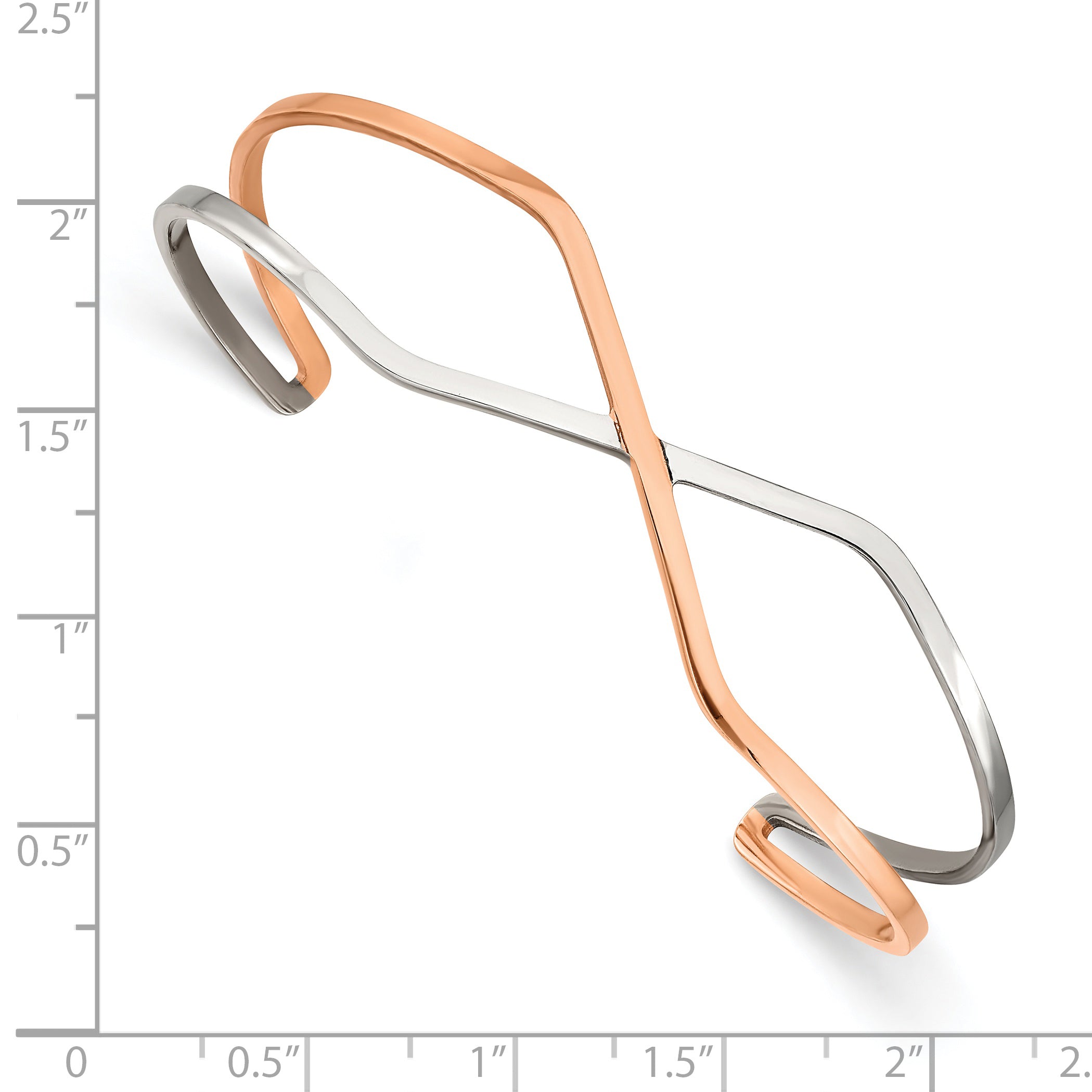 Chisel Stainless Steel Polished Rose IP-plated Cuff Bangle
