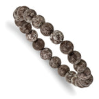 Chisel 8mm Grey Snowflake Agate Beaded Stretch Bracelet