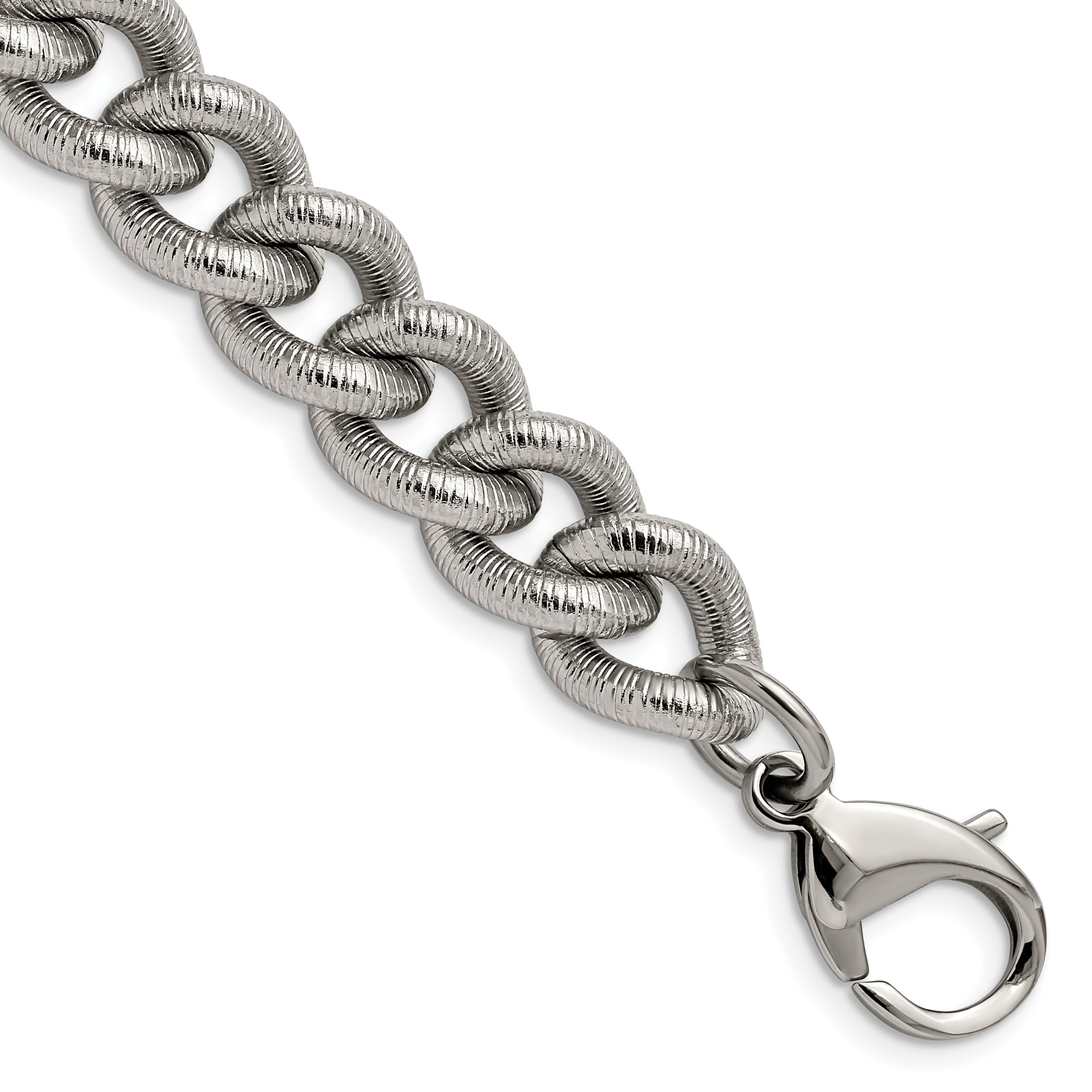 Chisel Stainless Steel Polished and Textured 14.5mm 8.25 inch Curb Bracelet Main image