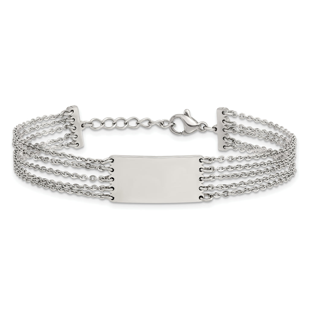Chisel Stainless Steel Polished Multi Strand 6.5 inch ID Bracelet with .75 inch Extension