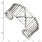 Stainless Steel 25mm Polished with Crystals X Cuff Bangle