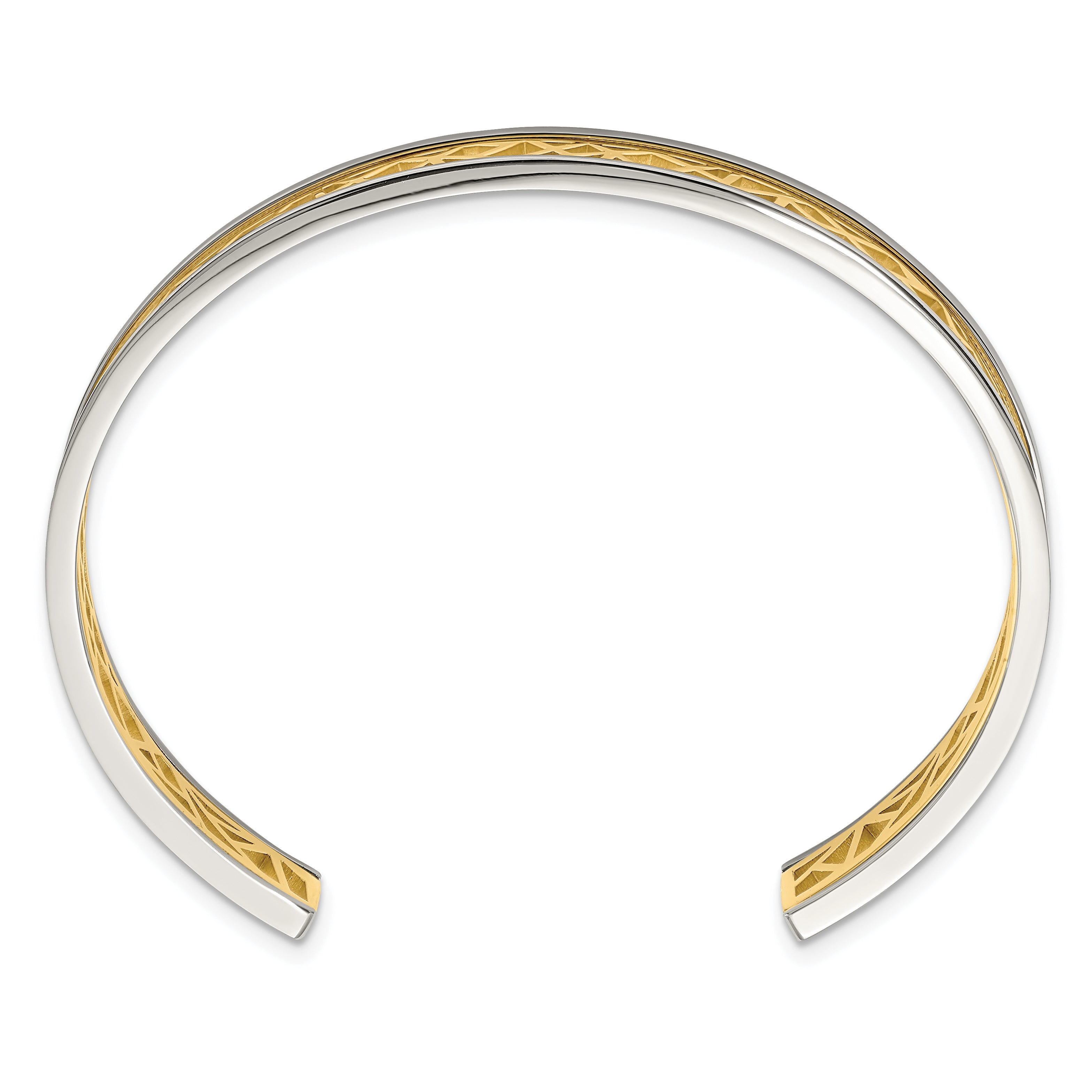 Chisel Stainless Steel Polished Yellow IP-plated Cut out Center 9.5mm Cuff Bangle