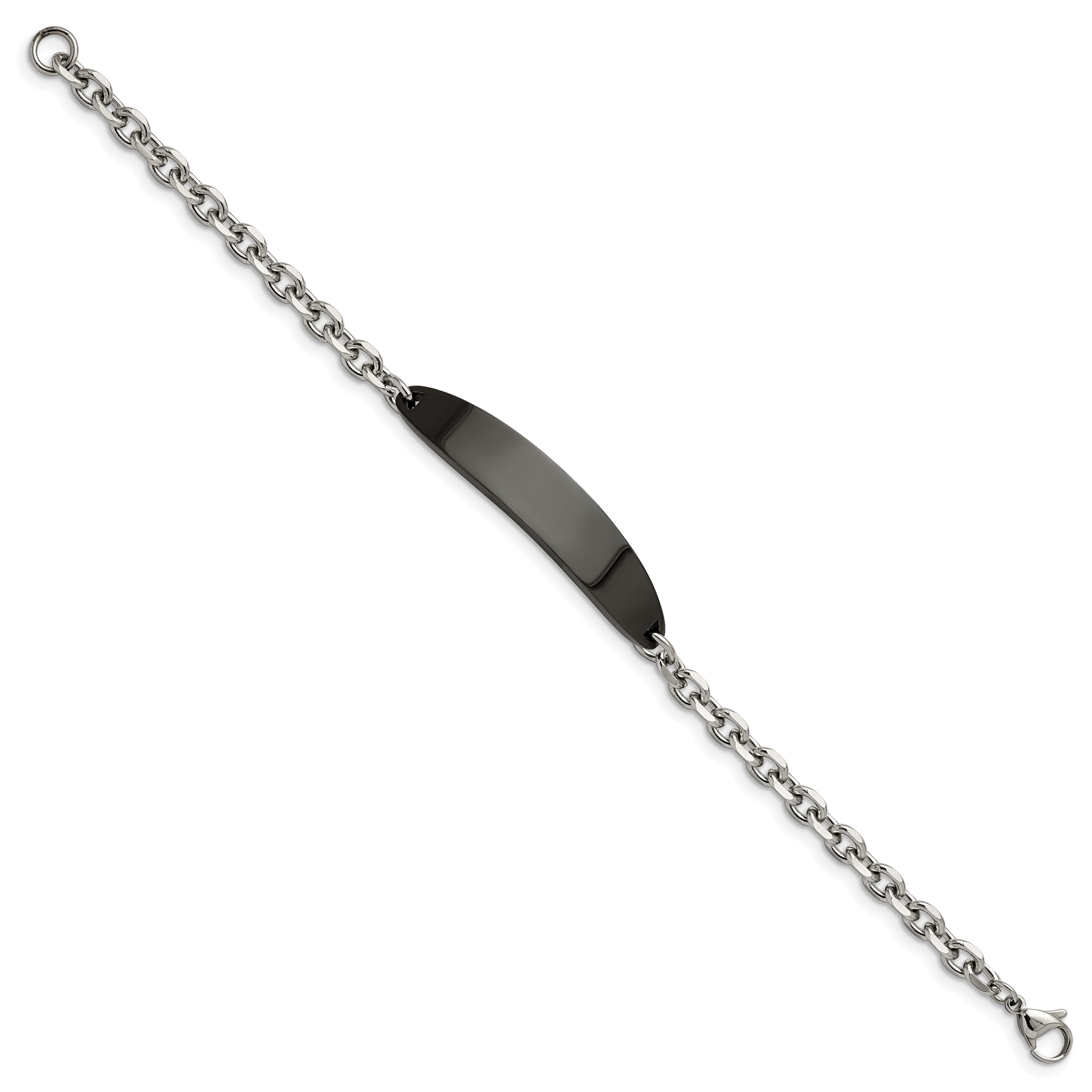 Chisel Stainless Steel Polished Cable Chain Black IP-plated 8 inch ID Bracelet