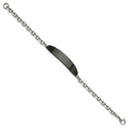 Chisel Stainless Steel Polished Cable Chain Black IP-plated 8 inch ID Bracelet