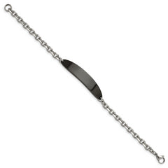 Chisel Stainless Steel Polished Cable Chain Black IP-plated 8 inch ID Bracelet
