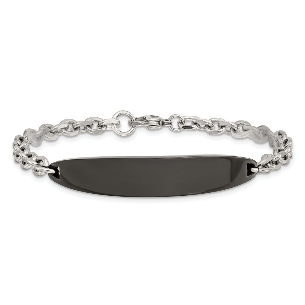 Chisel Stainless Steel Polished Cable Chain Black IP-plated 8 inch ID Bracelet