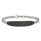 Chisel Stainless Steel Polished Cable Chain Black IP-plated 8 inch ID Bracelet