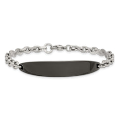 Chisel Stainless Steel Polished Cable Chain Black IP-plated 8 inch ID Bracelet