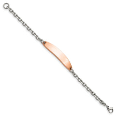Chisel Stainless Steel Polished Cable Chain Rose IP-plated 7 inch ID Bracelet