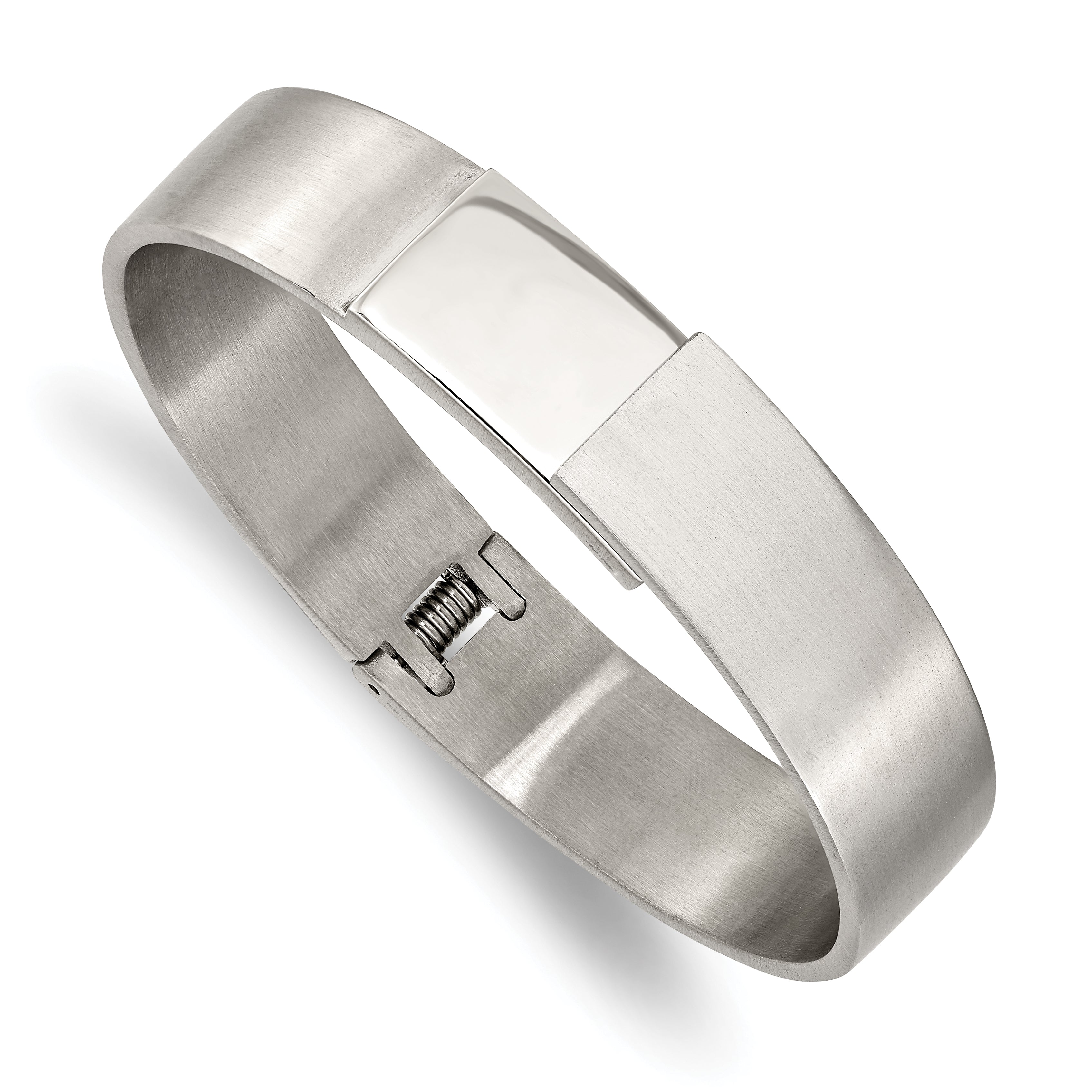Chisel Stainless Steel Brushed and Polished 13mm Hinged Bangle Main image