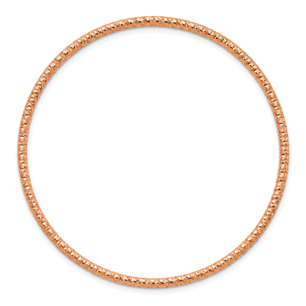 Chisel Stainless Steel Polished and Textured Rose IP-plated 2mm Slip on Bangle