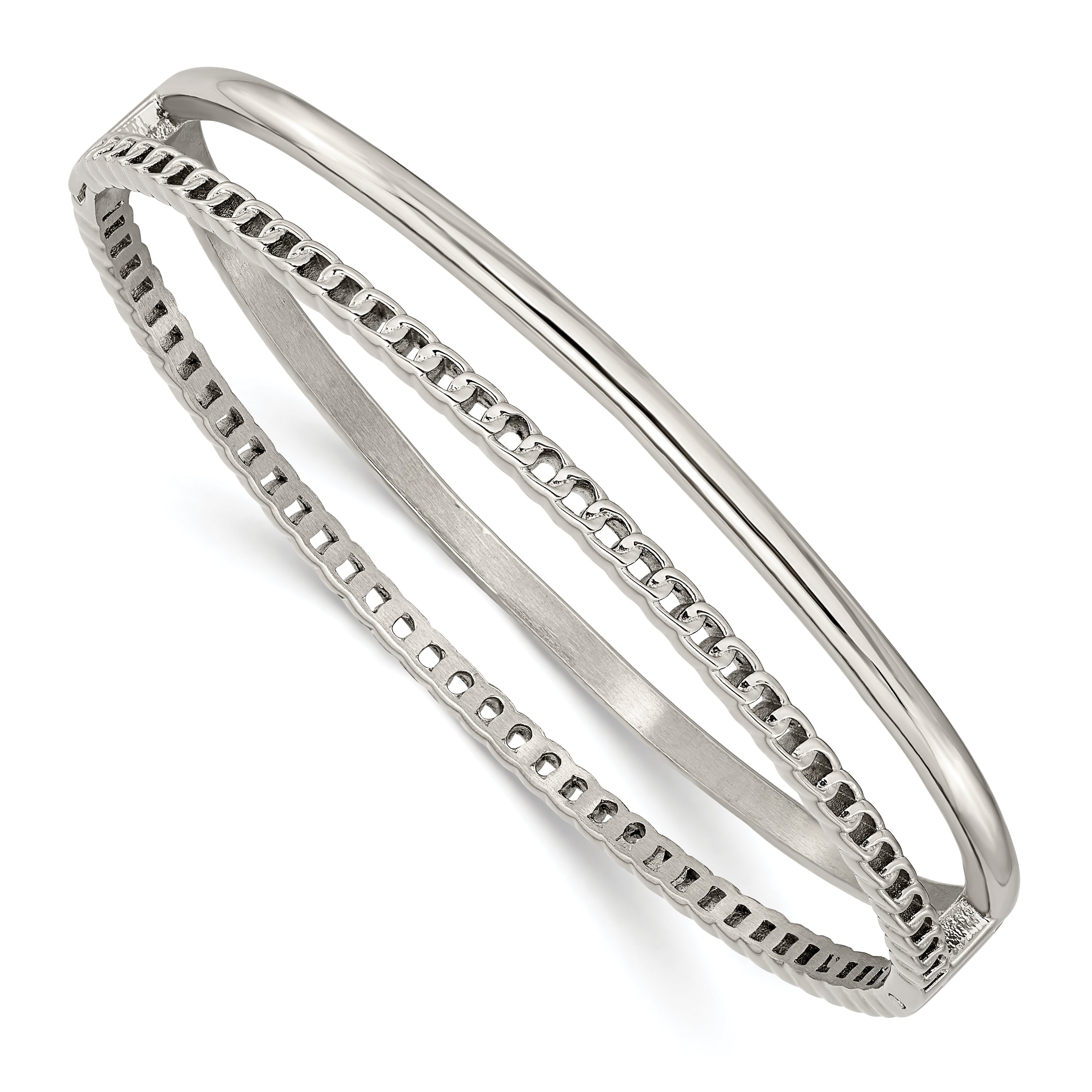 Stainless Steel Polished 9.25mm Hinged Bangle Main image