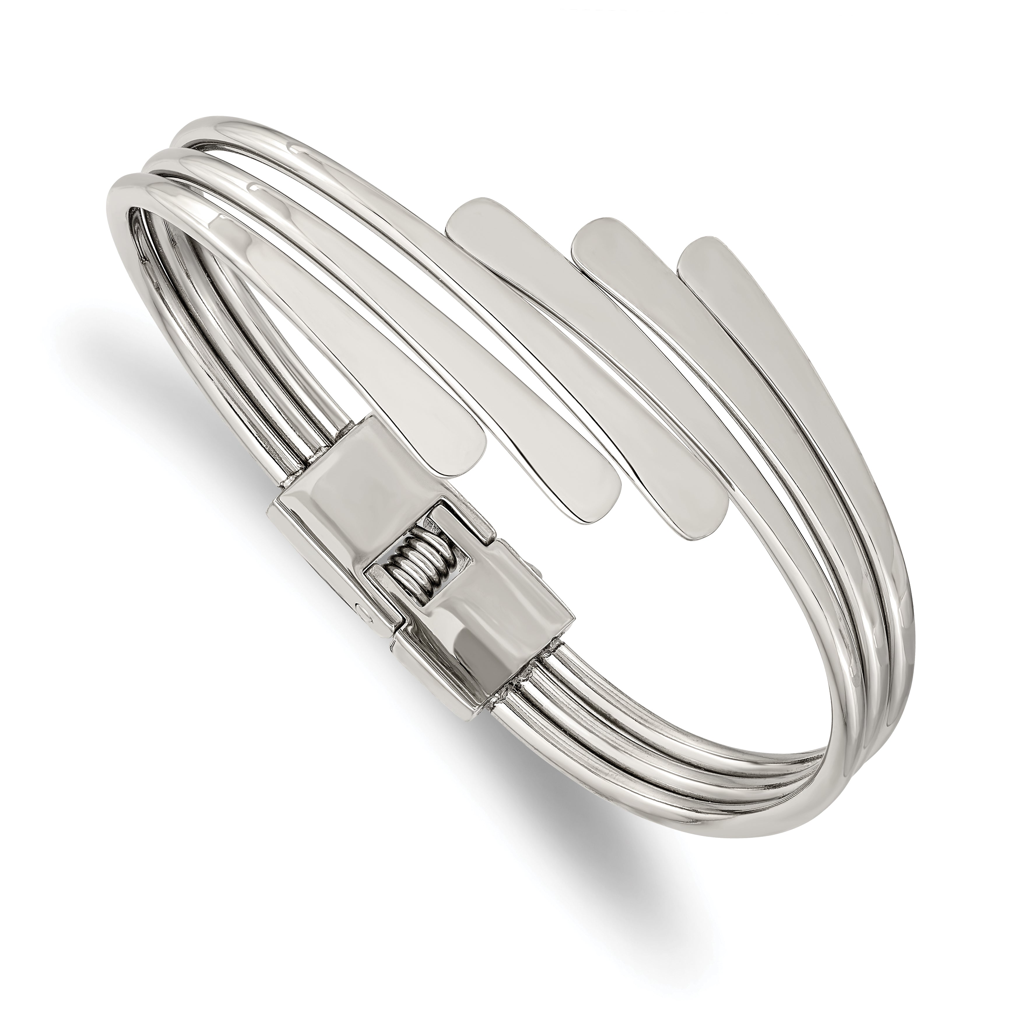 Chisel Stainless Steel Polished Hinged Bangle Main image