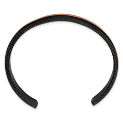 Chisel Stainless Steel Polished and Textured Black and Brown IP-plated 10mm Cuff Bangle
