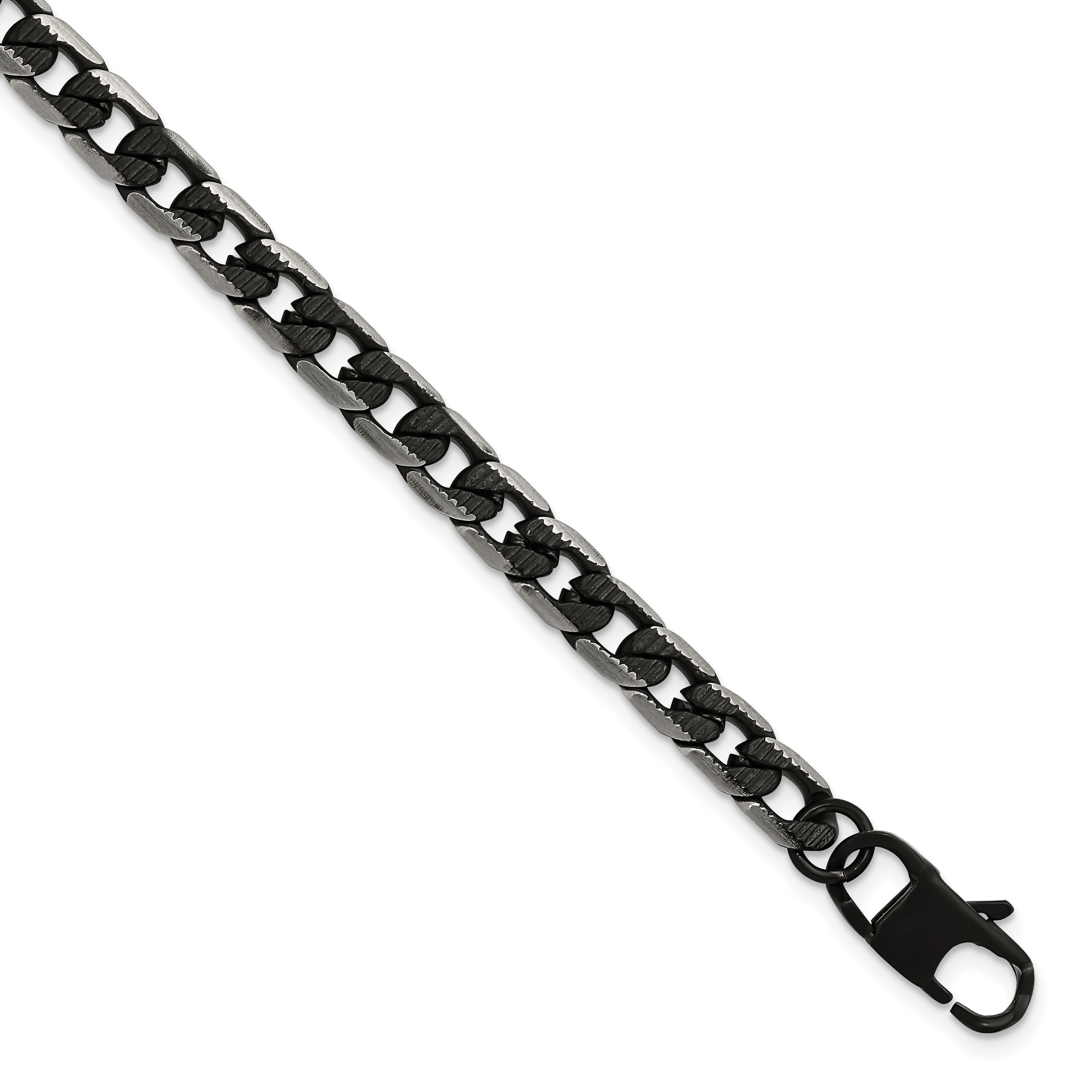 Chisel Stainless Steel Brushed and Textured Black IP-plated 8 inch Curb Chain Bracelet Main image