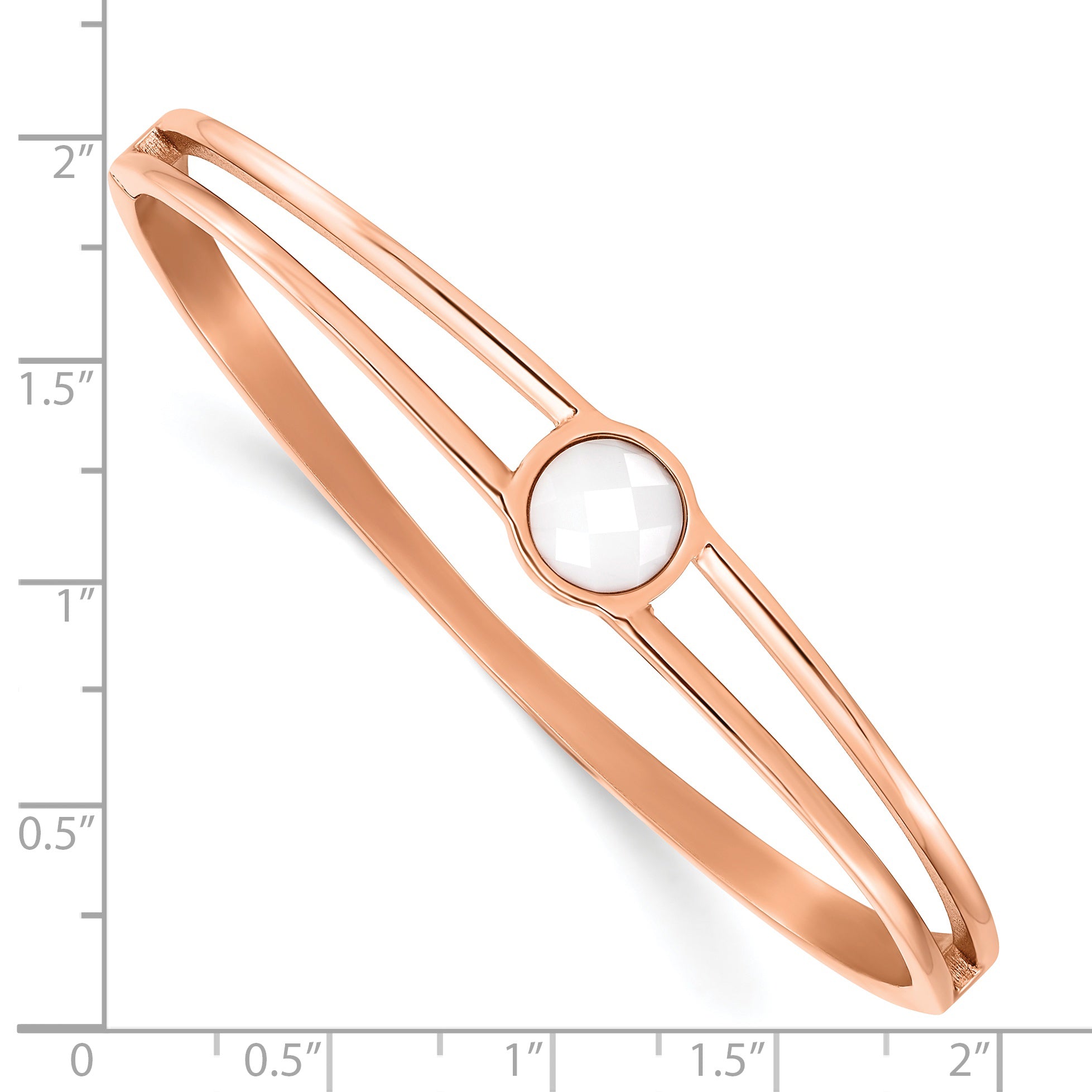 Chisel Stainless Steel Polished Rose IP-plated with White Crystal Hinged Bangle Secondary image