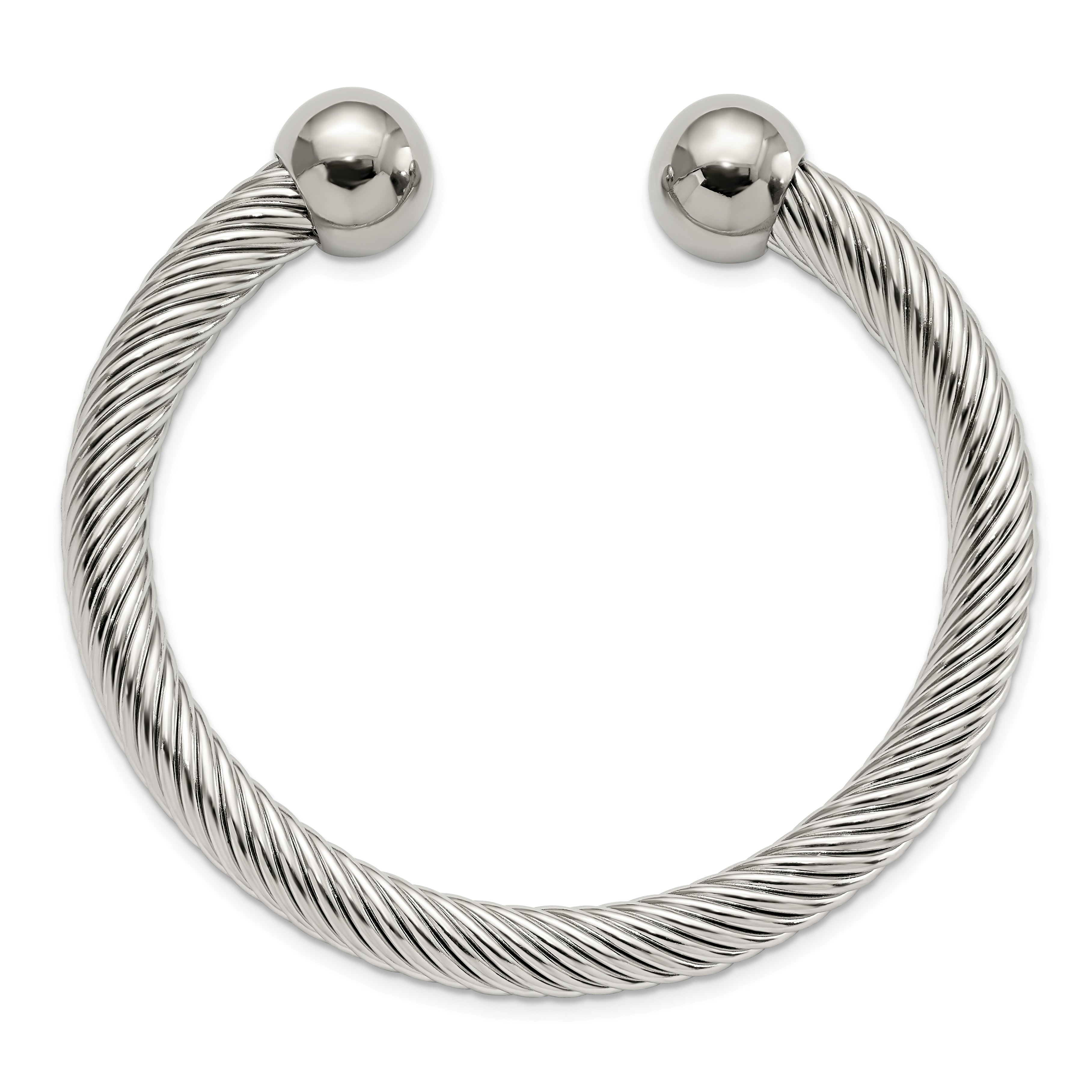 Chisel Stainless Steel Polished 7.3mm Cuff Bangle