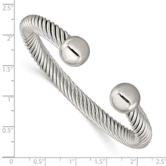 Chisel Stainless Steel Polished 7.3mm Cuff Bangle