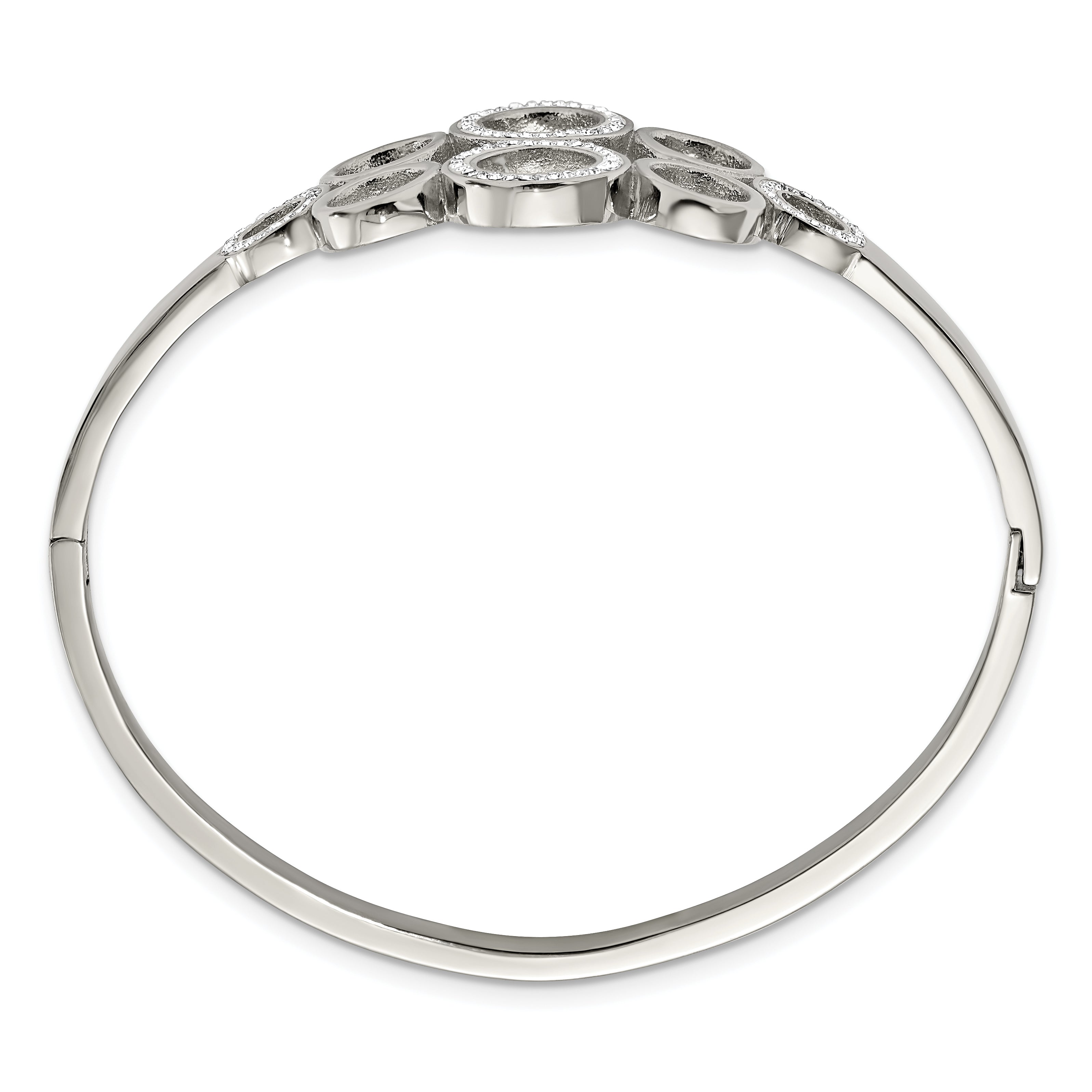 Chisel Stainless Steel Polished with Preciosa Crystal Hinged Bangle Secondary image